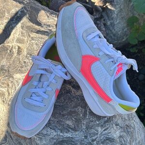 Nike Women's Gray and Neon Pink Sneakers
